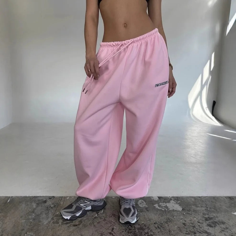 Pantalon Large Rayures Femme Retro Américain Baggy Jogger – Coupe Droite Casual Streetwear | Printemps Automne