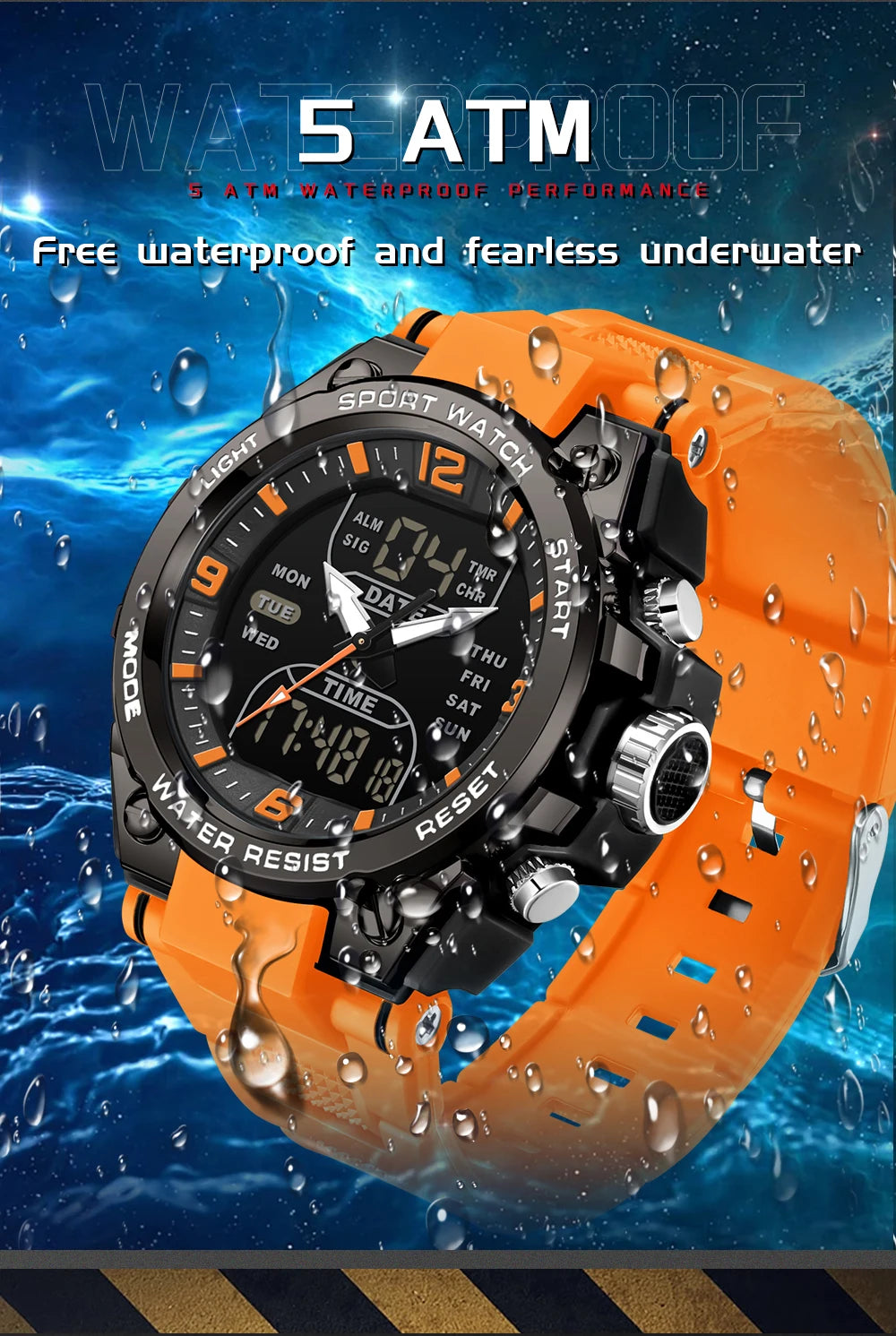 Montre Homme SANDA Militaire Tactique G-Style – LED Digital Quartz Étanche 50M Sport Luxe