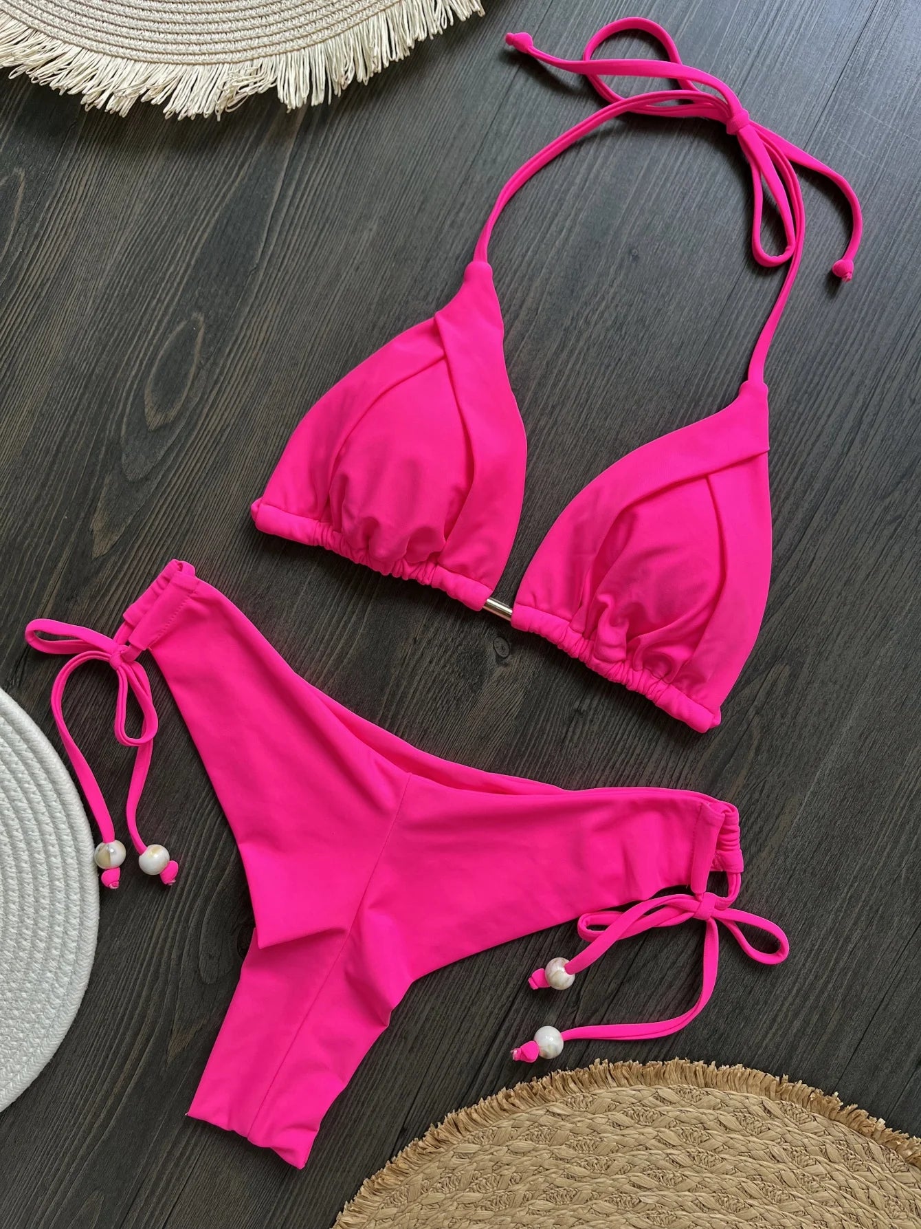 Bikini Femme Triangle Brésilien Push-Up – 13 Coloris | Maillot de Bain 2 Pièces Sexy Plage Été