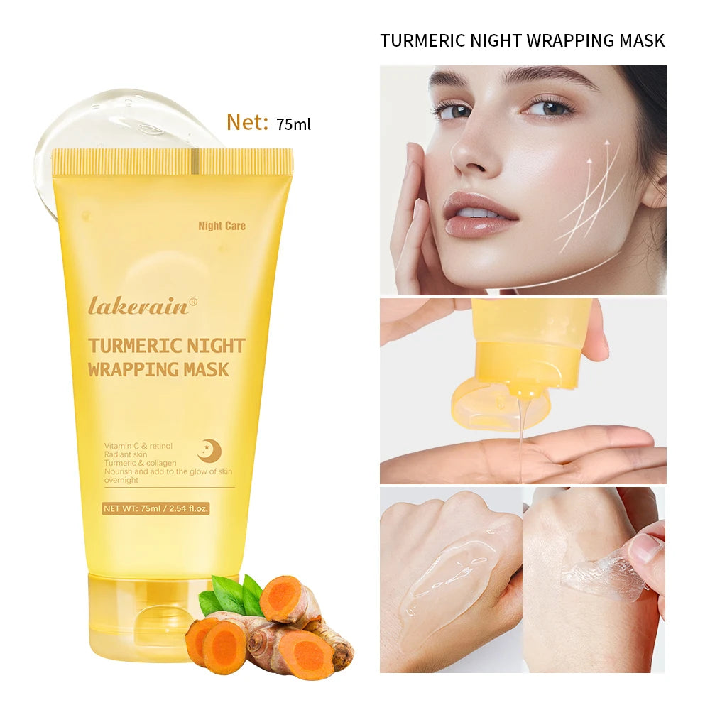 Masque Nuit Peel-Off Acide Kojique & Curcuma – Collagène Hydrolysé | Teint Éclatant & Raffermissant | Korean Skincare
