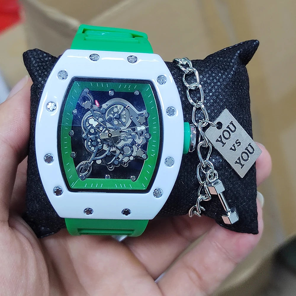 Montre Homme Luxe Mécanique Automatique Transparente – Étanche Fashion Tendance 2025