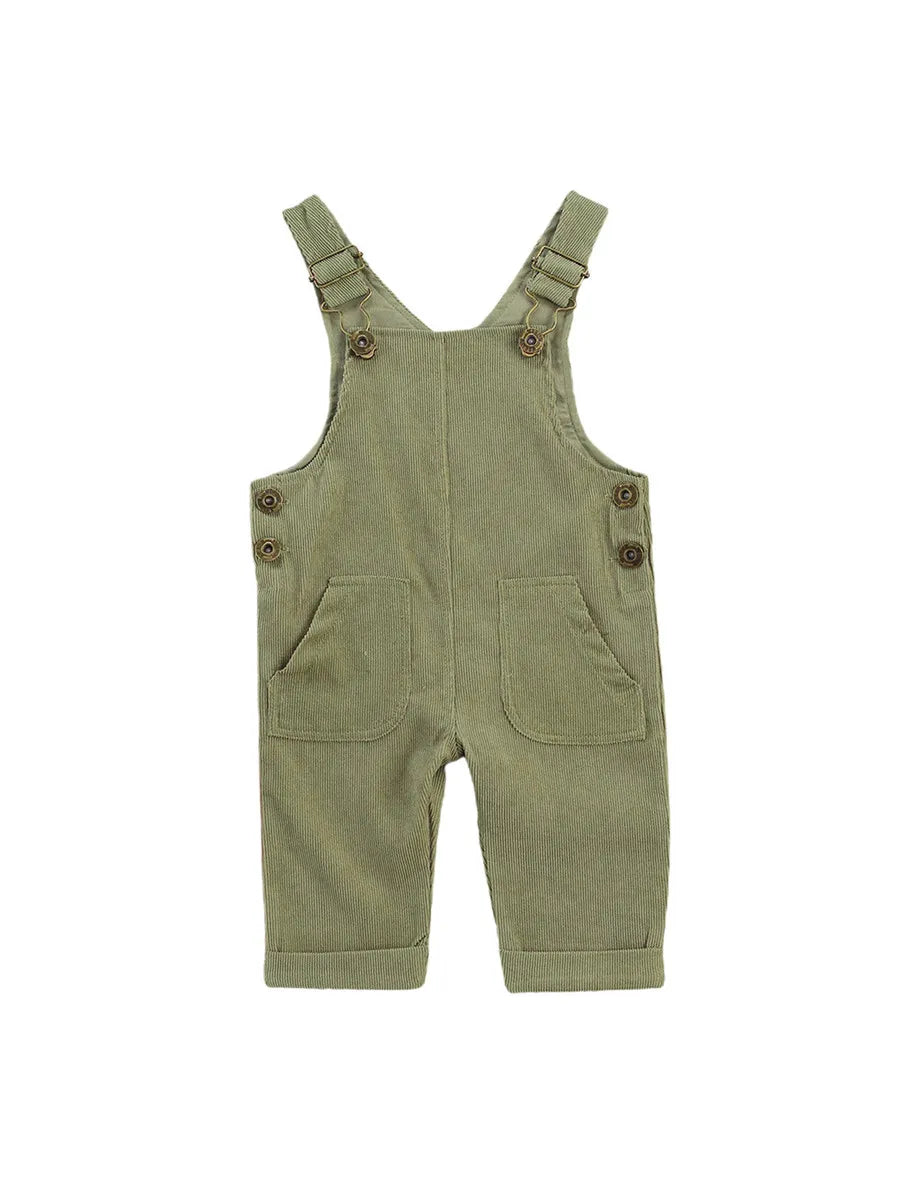 Salopette Bébé Unisexe Bretelles Boutons Couleur Unie – Combinaison Toddler Garçon Fille 0-24 Mois