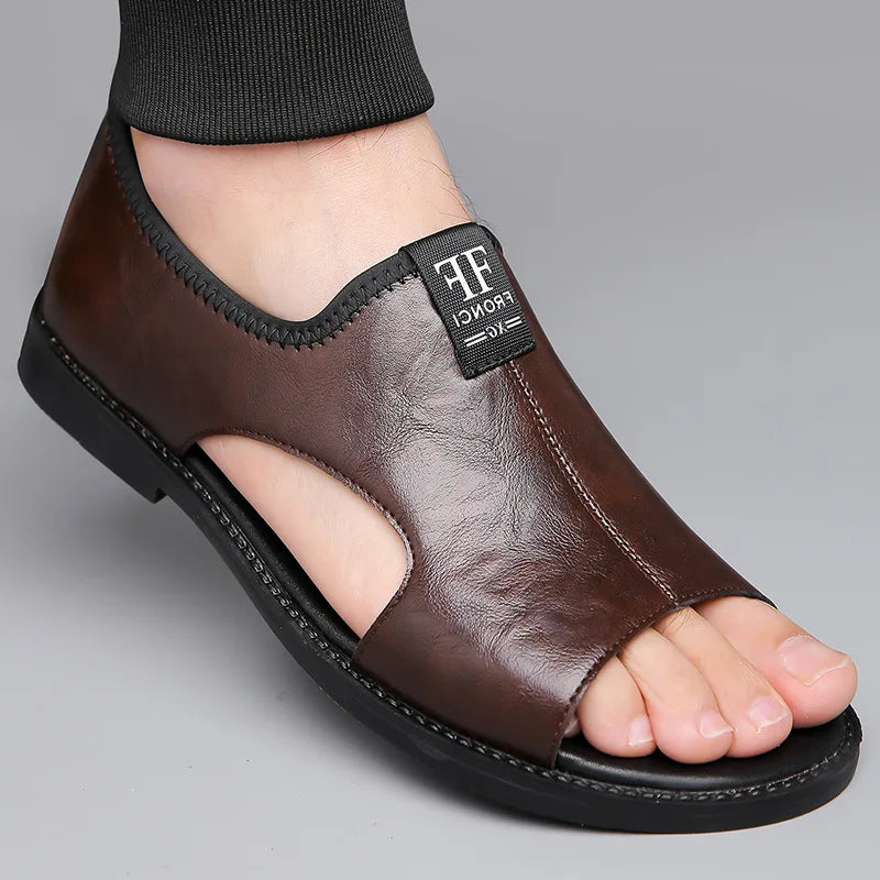 Sandales Cuir Soft Sole Homme Plage Conduite – Slippers Outdoor Confortables Qualité
