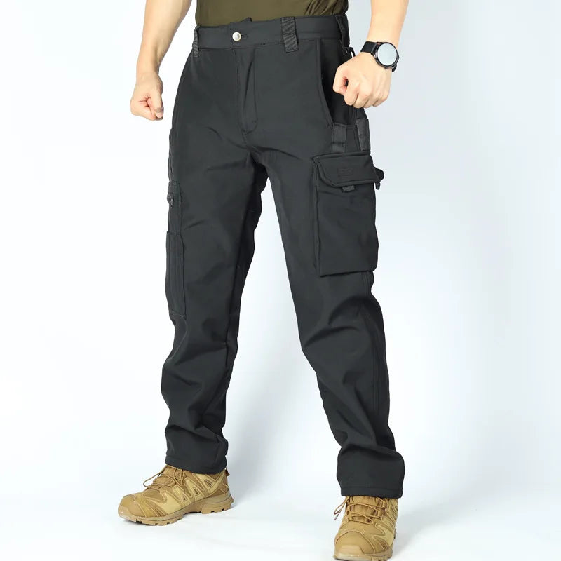Herren Taktische Fleece Softshell Cargohose Multipocket Outdoor Wandern Sport Militär Warm Herbst Winter Arbeit – Premium Tactical Hose Allrounder | Outdoor Mode Premium Herren