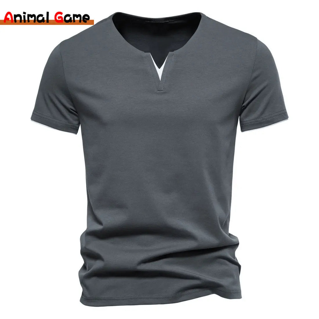 Herren Henley T-Shirt V-Ausschnitt Kurzarm Baumwolle Slim Fit Lässig Basic Sommer Bequem Atmungsaktiv Elegant Zeitlos – Premium Slim Henley T-Shirt | Premium Casual Herrenmode