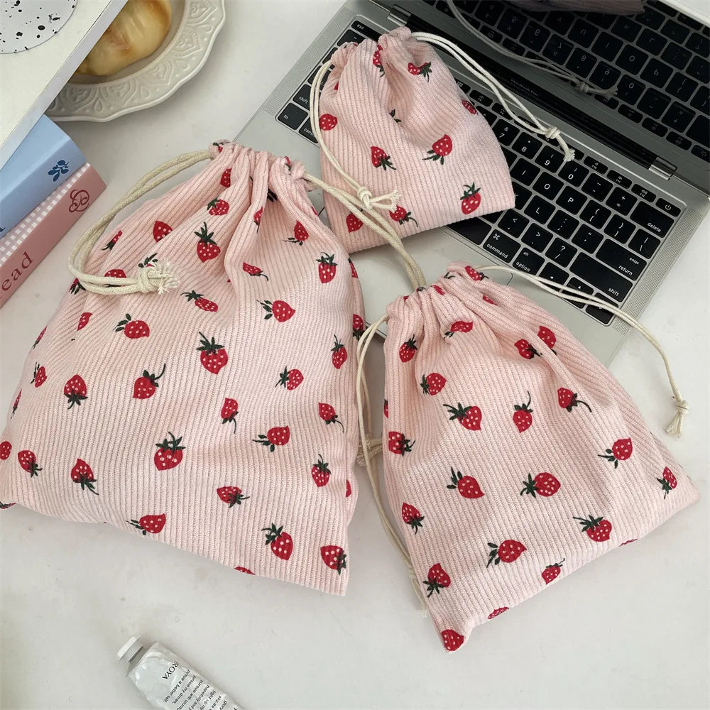 Trousse Maquillage Kawaii Florale - Pochette Cosmétiques & Voyage Cordon