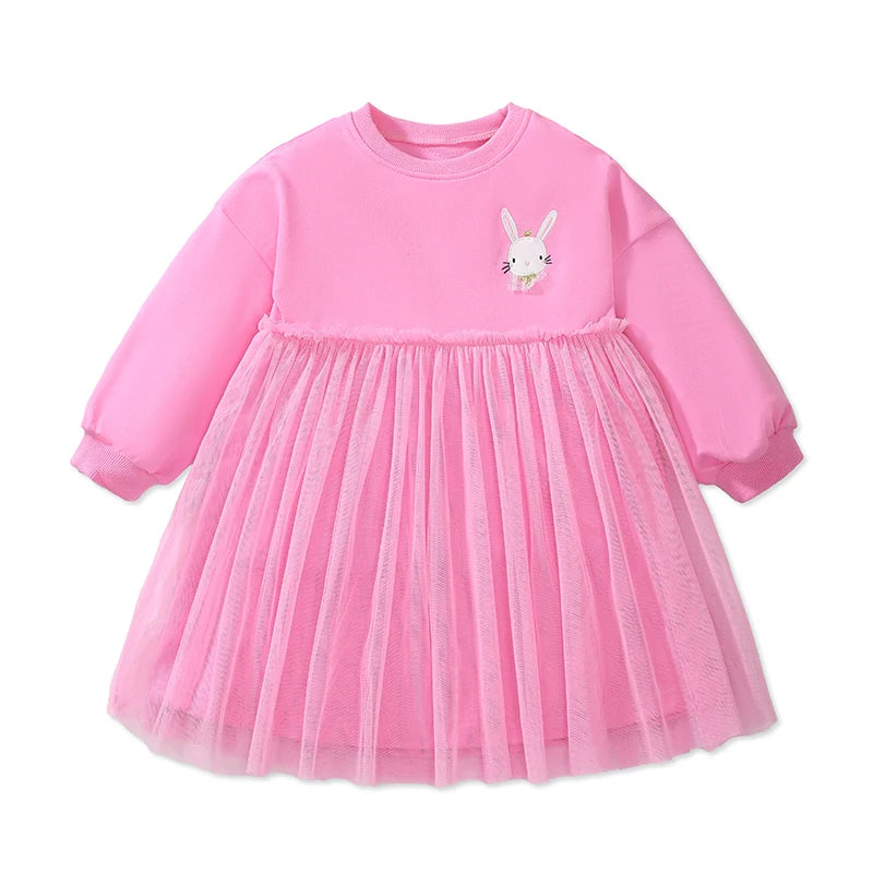 Robe Fille Manches Longues Coton Imprimé Danseuse Ballet – Tenue Automne Enfant 2-7 Ans
