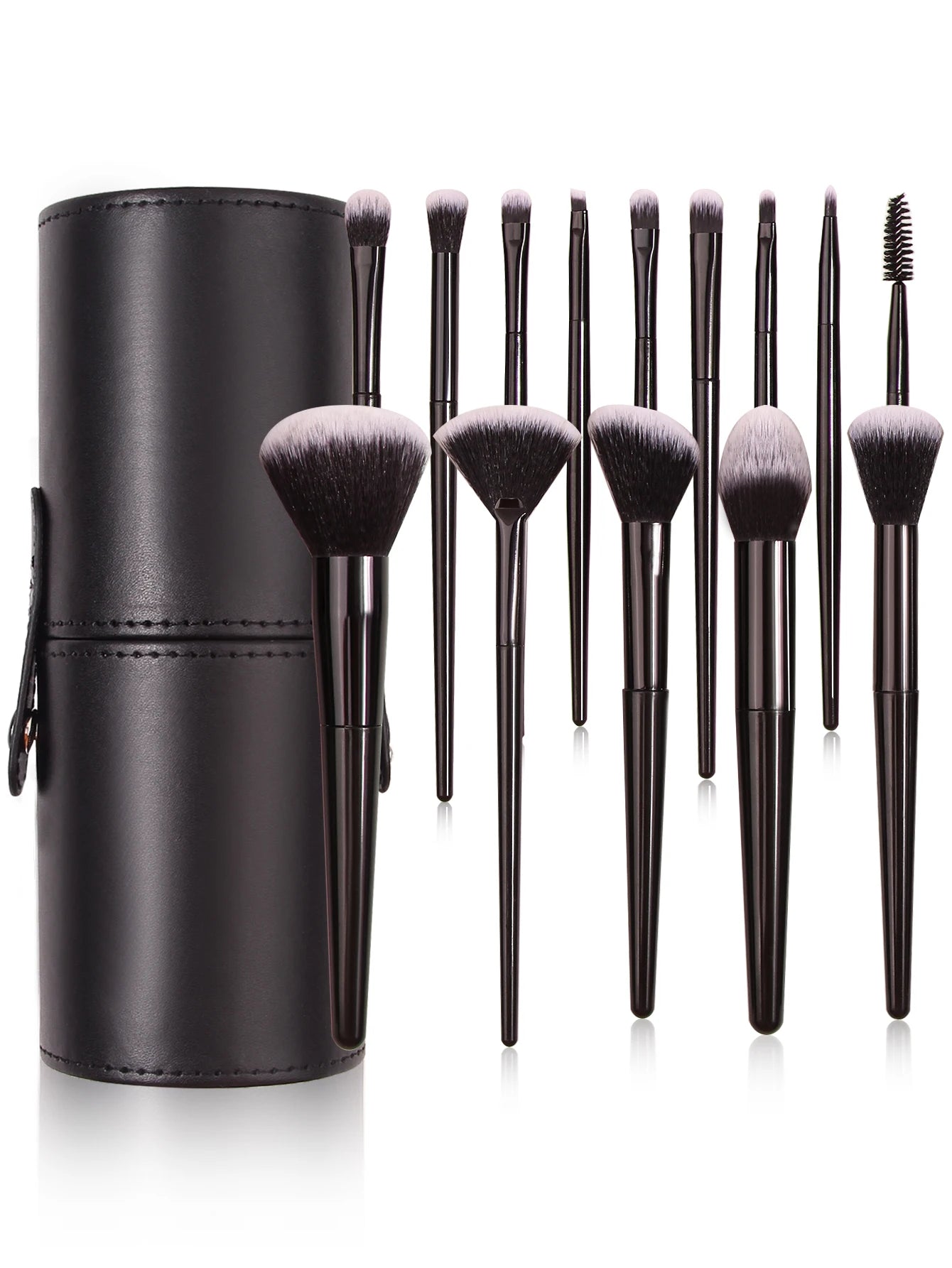Set Pinceaux Maquillage Noir Professionnel Ultra-Doux – Blush, Fond de Teint, Correcteur & Fards à Paupières | Accessoire Beauté Femme