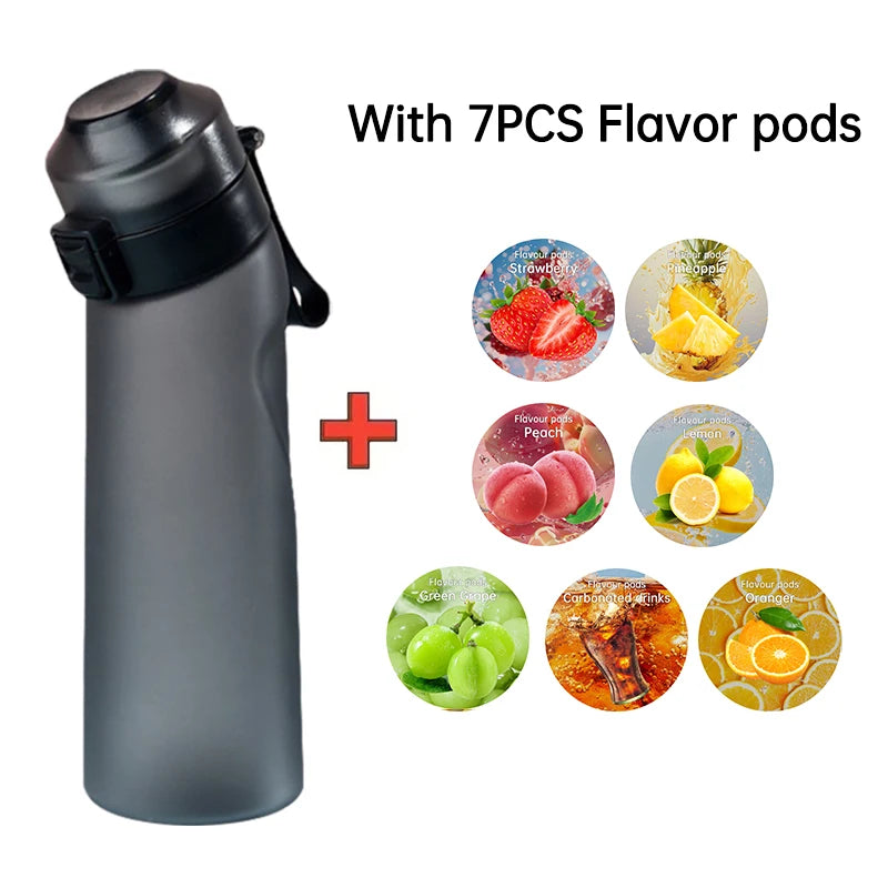 Gourde Aromatisée LUSQI Air + 7 Anneaux Saveurs Inclus – Tritan Sans BPA | Paille Sport & Fitness | Hydratation Savoureuse Outdoor