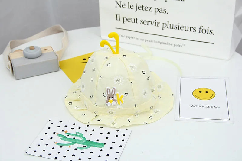 Bob Bébé Anti-UV Cartoon – Chapeau de Plage Été Garçon Fille 0-8 Mois Protection Soleil
