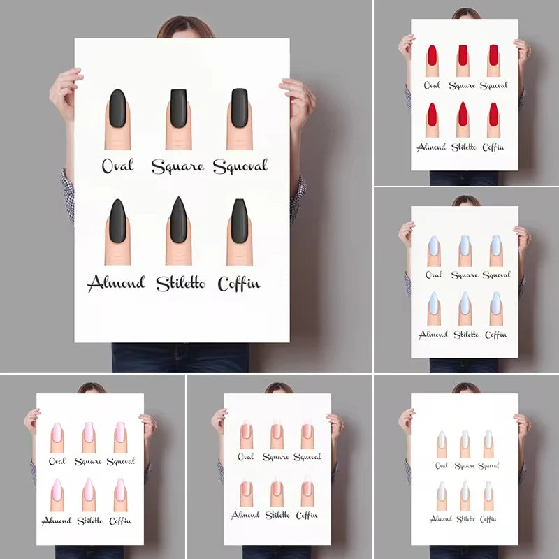 Affiches Nail Art Salon – Guide Formes d’Ongles Canvas | Décoration Murale Institut Beauté