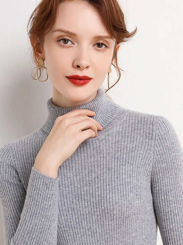 Pull Col Roulé Cachemire Ultra-Doux Femme - Tricot Basique Chic Automne Hiver | Heliar