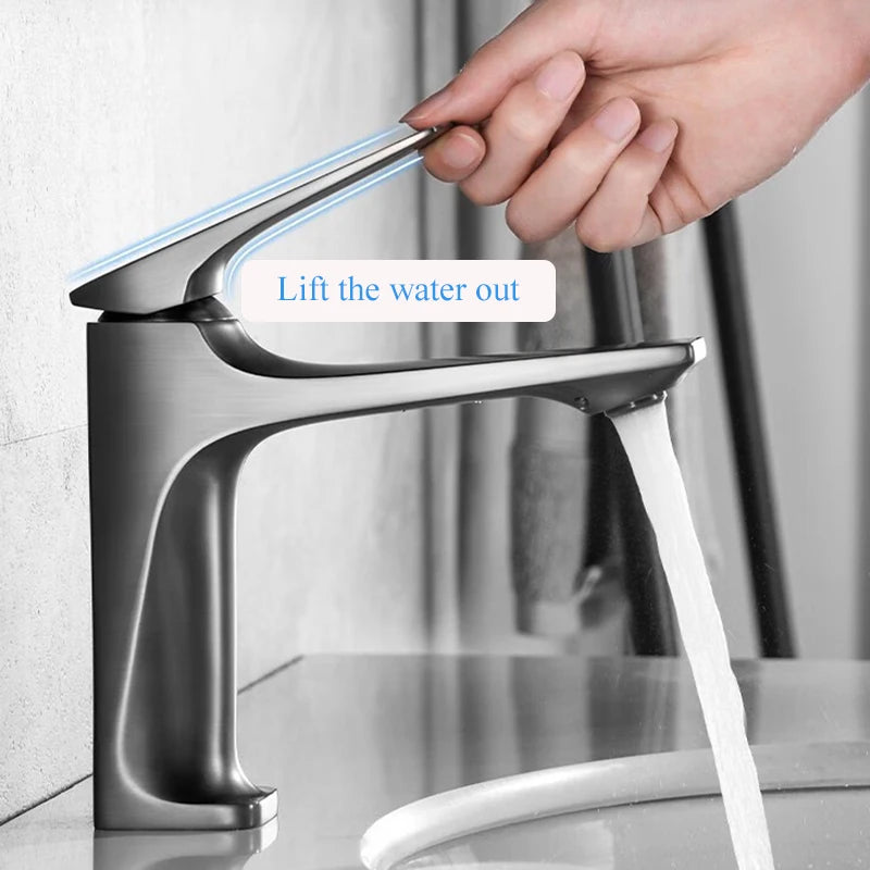Robinet Lavabo Laiton Moderne Mono-Commande – Mitigeur Eau Chaude & Froide, Design Épuré | Vasque Salle de Bain