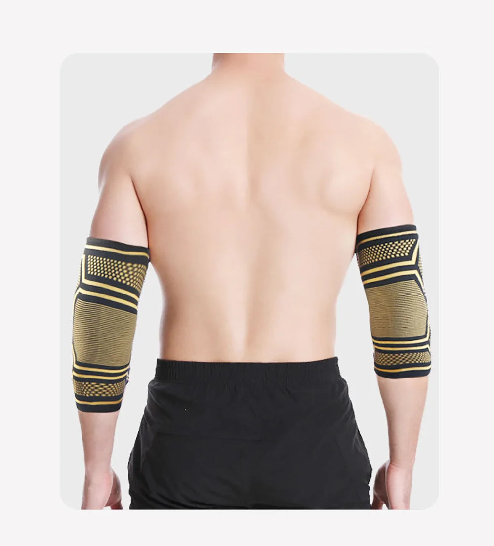 1pcs Fitness Copper Elbow Brace Compression Support Sleeve for Tendonitis Tennis Elbow Relief Reduce Joint Pain For Women Men