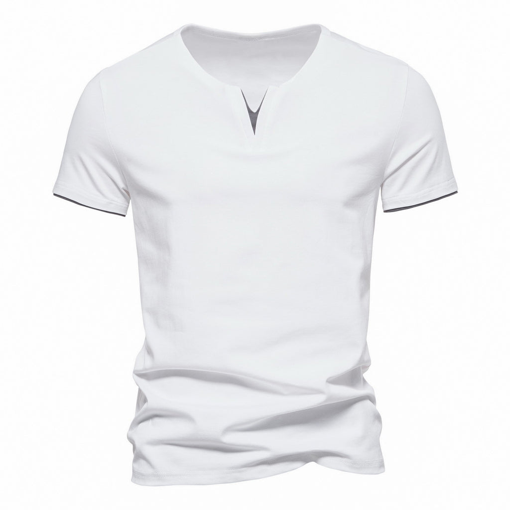 Herren Henley T-Shirt V-Ausschnitt Kurzarm Baumwolle Slim Fit Lässig Basic Sommer Bequem Atmungsaktiv Elegant Zeitlos – Premium Slim Henley T-Shirt | Premium Casual Herrenmode