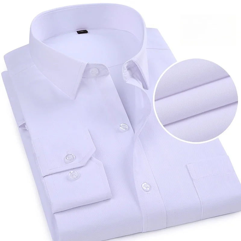Chemise Homme Formelle Manches Longues Bureau Uni Mode Business Poche Sociale Bleu Blanc Grande Taille S-5XL – Élégante & Professionnelle | Mode Homme Premium