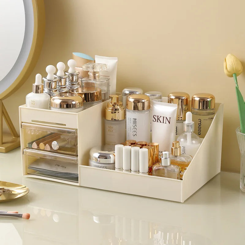 Organisateur Maquillage Transparent Premium à Tiroirs - Coiffeuse, Bureau & Dortoir