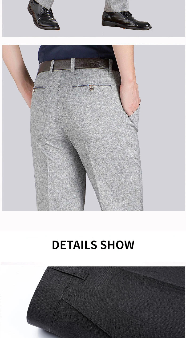 Pantalon de Costume Homme Haute Qualité Taille Haute Classique Business Casual Été Printemps Automne – Pantalon Élégant Professionnel | Mode Homme Premium