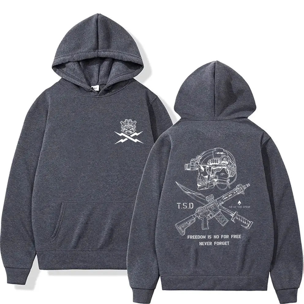 Hoodie Oversize Squelette Sparta Tactical Imprimé – Pullover Streetwear Casual Unisexe | Mode Homme & Femme Premium