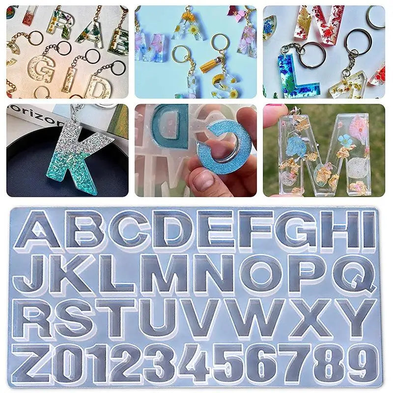 Moule Silicone Alphabet & Chiffres – Résine Époxy, Bougies d’Anniversaire & Bijoux DIY | Porte-Clés, Pendentifs & Déco | Kit Complet