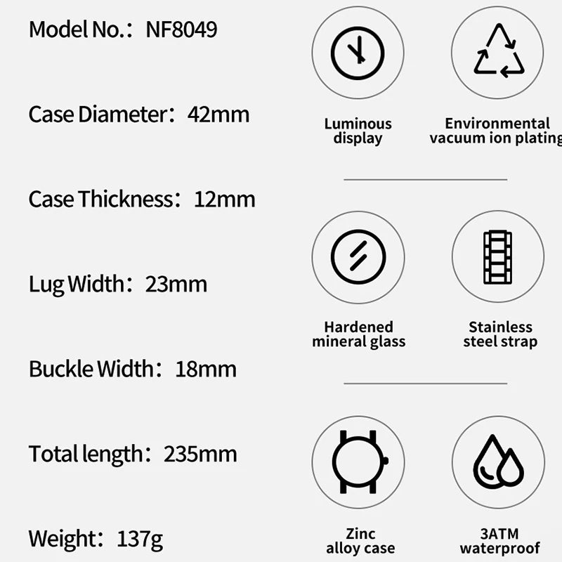 Montre Homme Naviforce Business Classique Quartz – Acier Inoxydable Étanche Fashion 2024