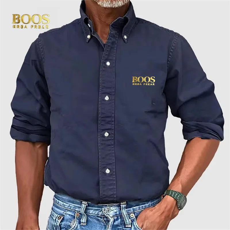 Herrenhemd Unifarben Button-Down-Kragen 4 Jahreszeiten – Lässig Business Urban Vielseitig Edel | Herrenmode