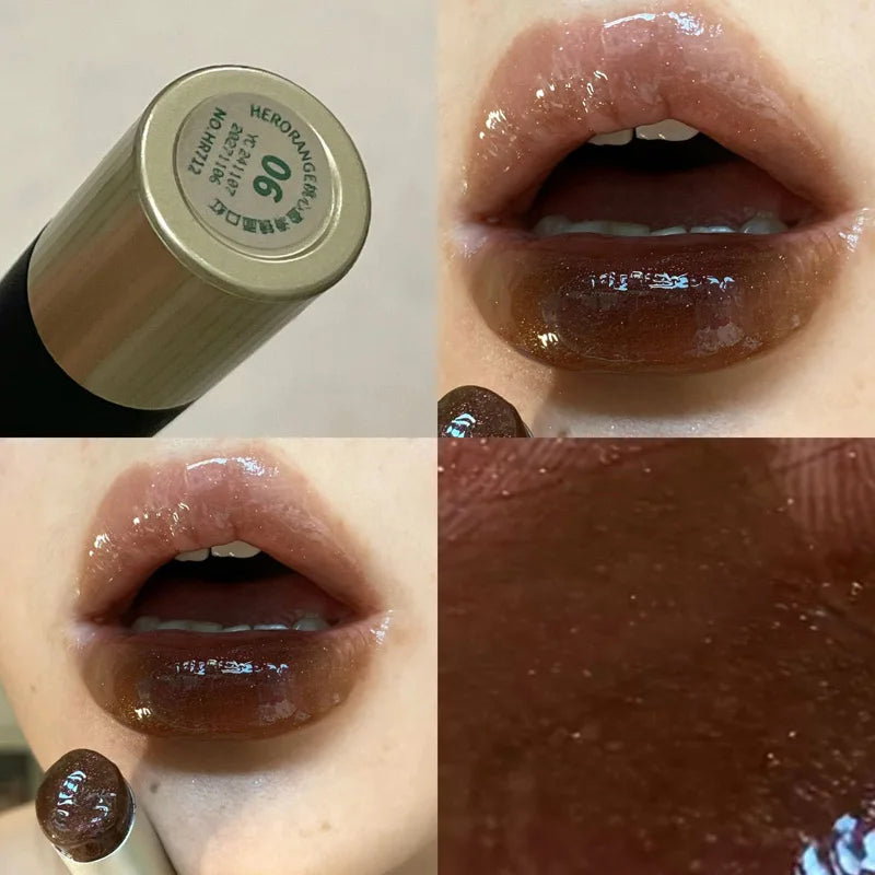 Gloss Jelly Chocolat Brun – Stylo Miroir Nacré Waterproof | Lèvres Hydratées & Brillantes