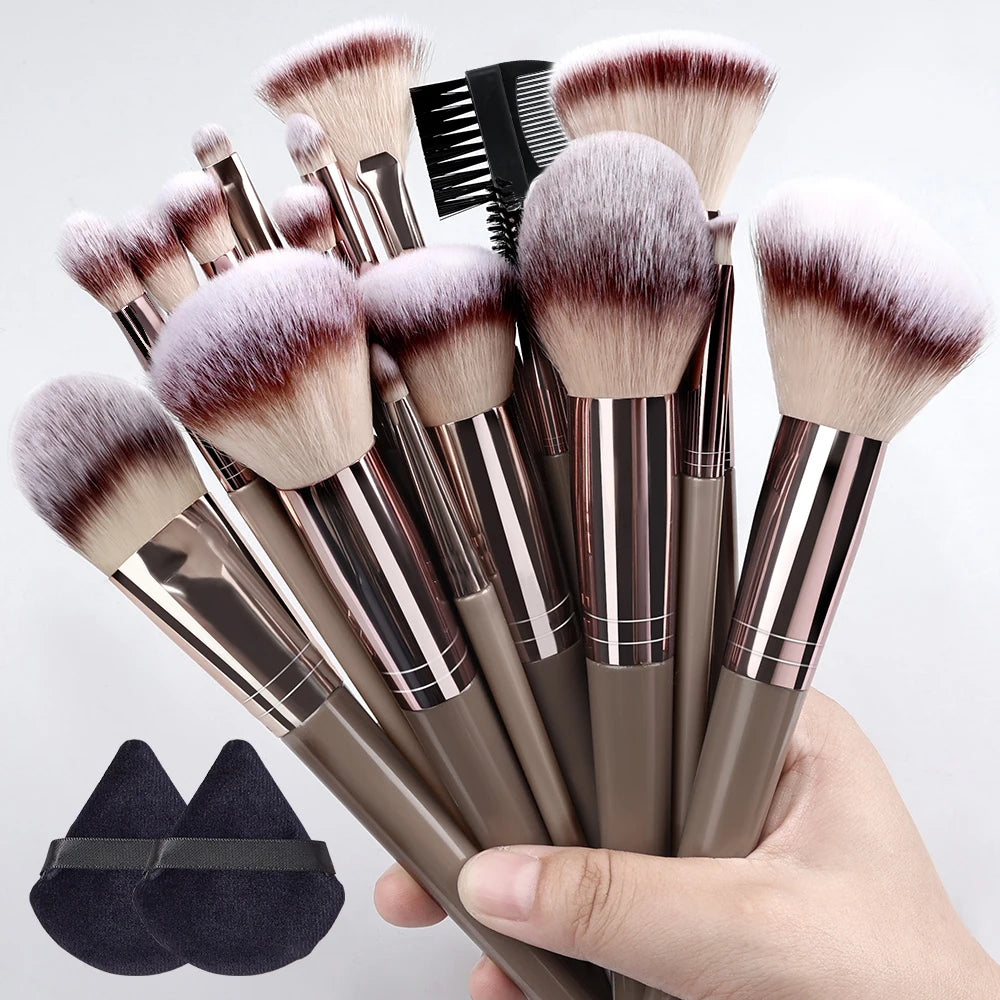 Set Pinceaux Maquillage Fluffy 3 à 20 Pcs – Poudre Libre, Fards & Blush | Brosse Fond de Teint Femme