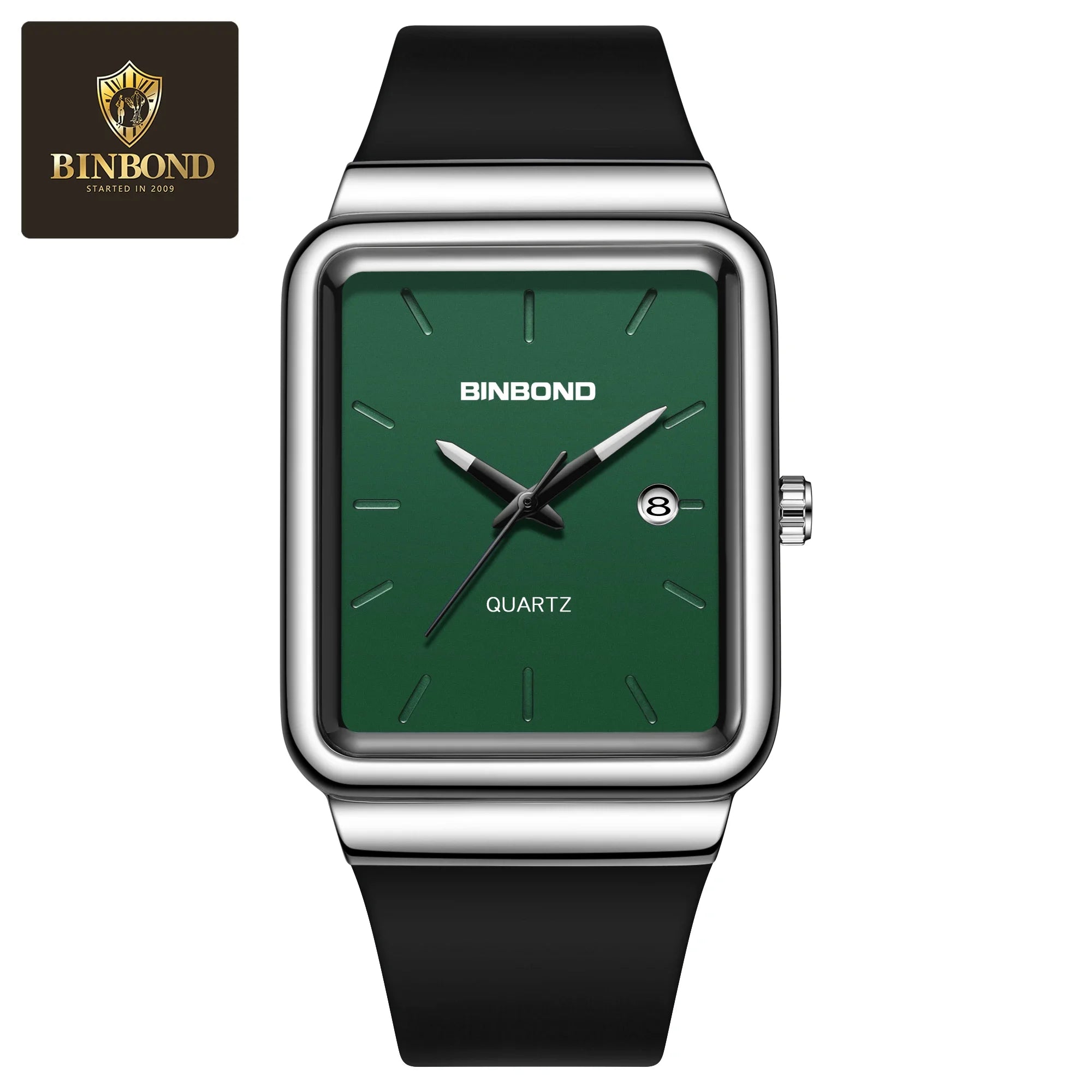 Montre Homme BINBOND Carré Quartz Silicone – Fashion Simple Étanche Tendance Original