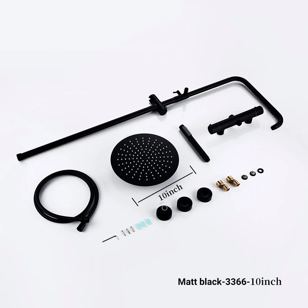 Ensemble Douche Thermostatique Mural Rose Gold – Laiton, Pommeau Pluie & Mitigeur | Système Douche Luxe Salle de Bain