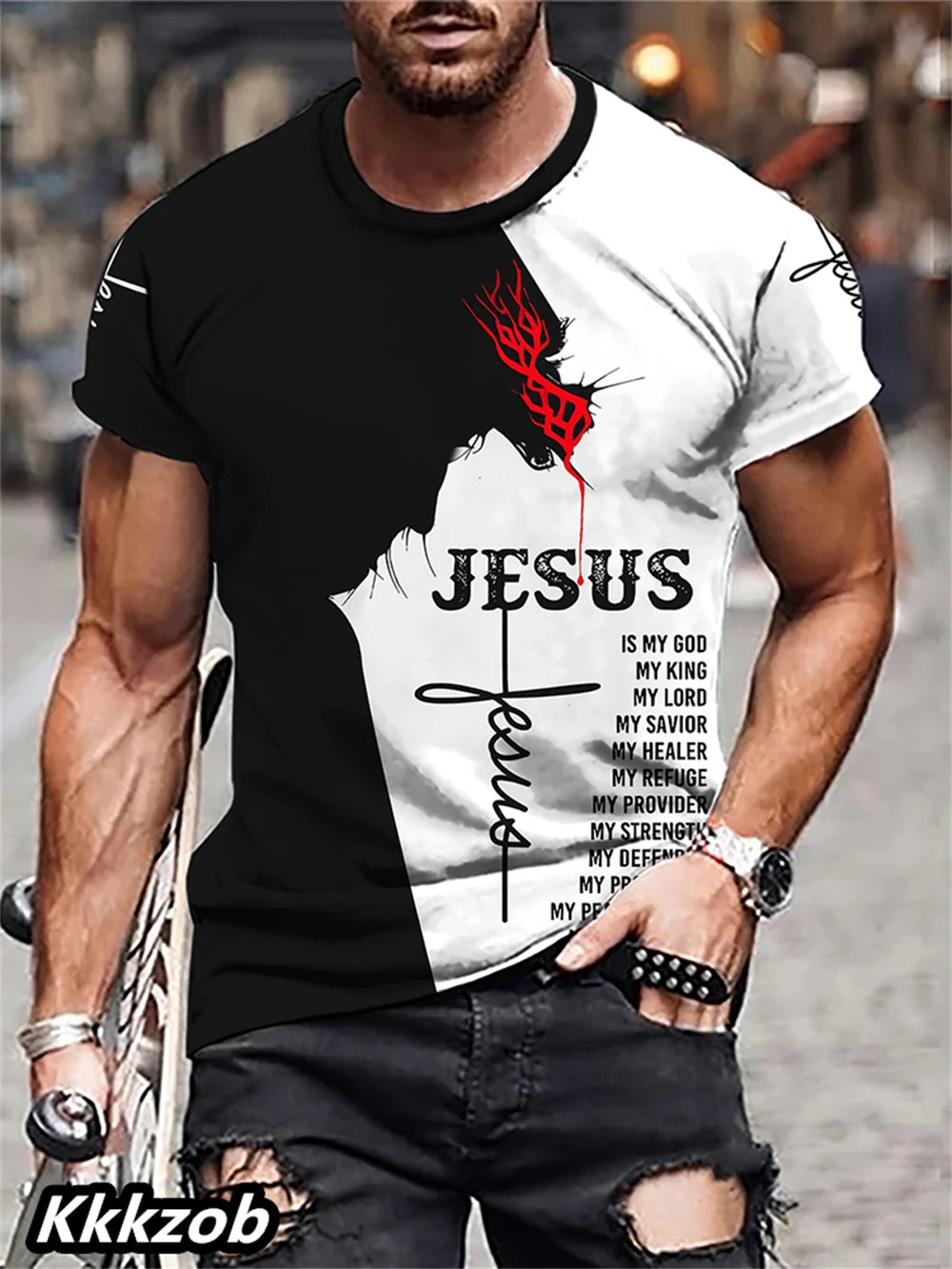 T-Shirt Homme Imprimé Lion Col Rond Manches Courtes Doux Respirant – Casual Outdoor Activités Été Essentiel | Mode Homme Nature