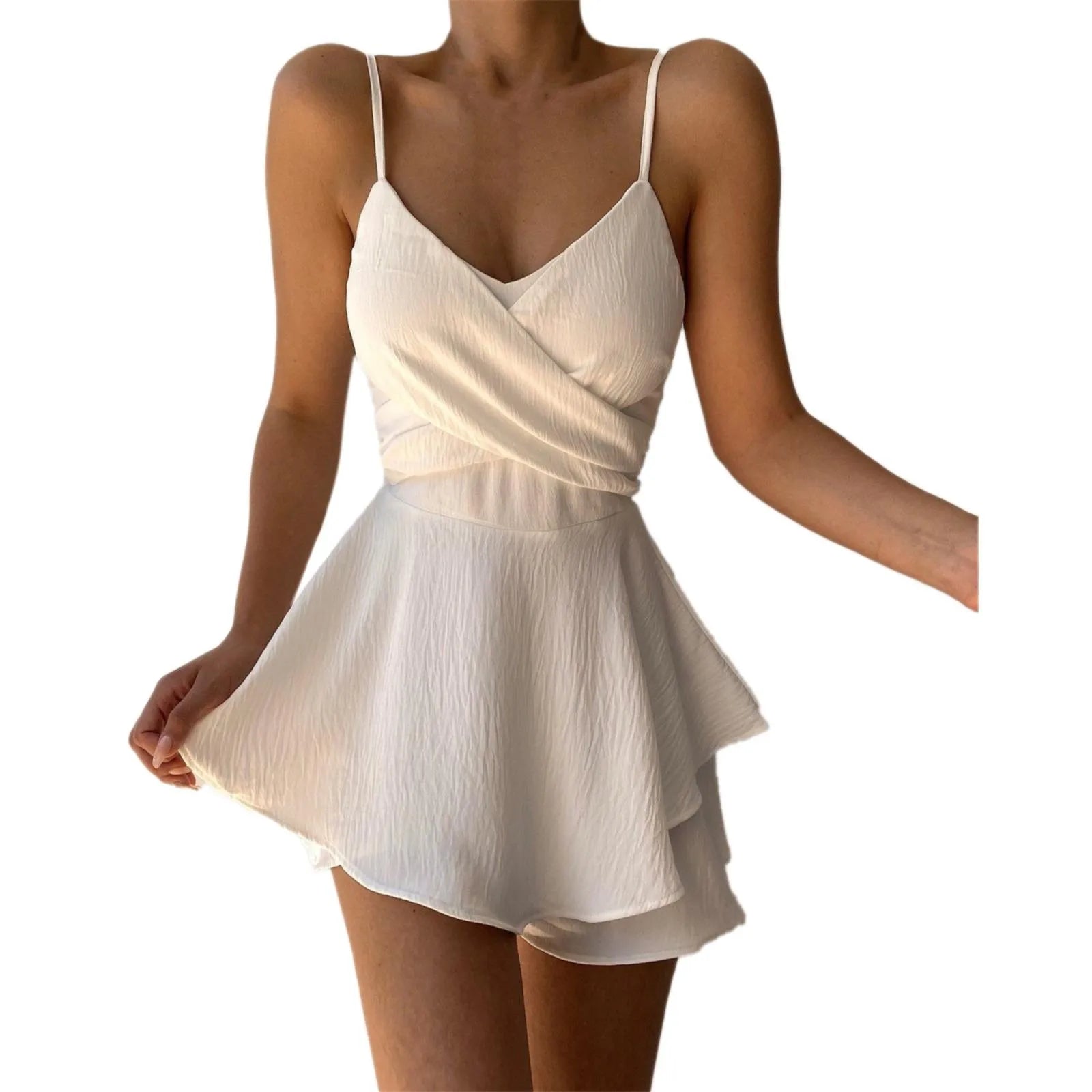 Robe Été Femme Grande Taille Bretelles Sexy – Couleur Unie Vintage Casual | Plage & Sorties