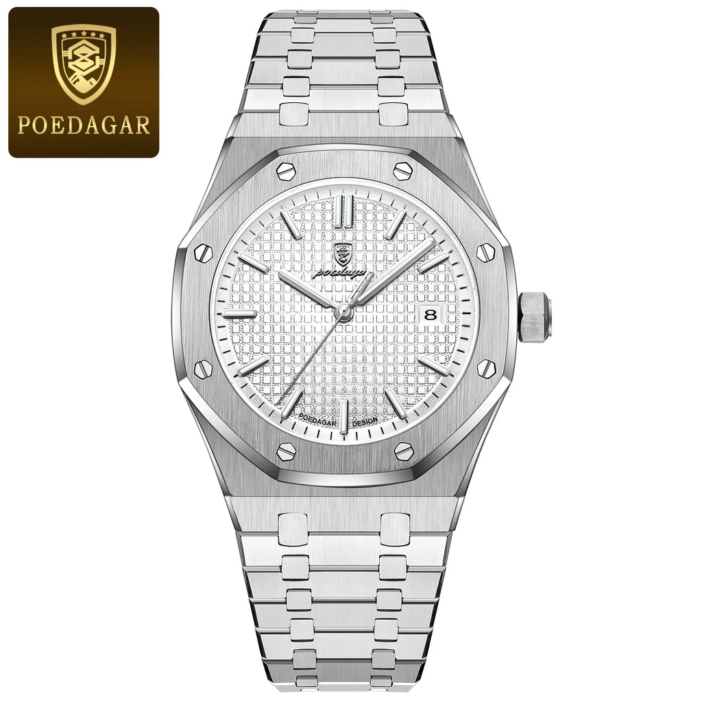 Montre Homme POEDAGAR Business Luxe Quartz – Acier Lumineux Étanche Date Fashion