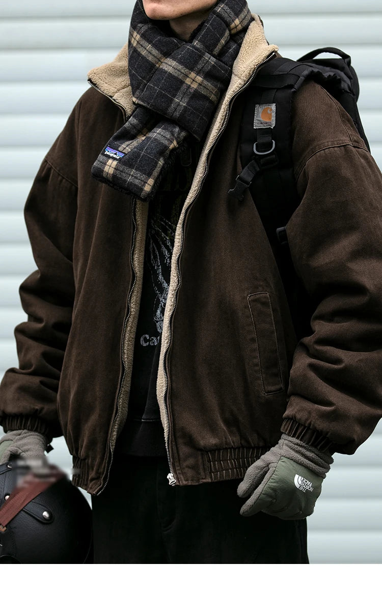 Vintage Japanische Herren Fleecejacke Winter Dick Loose – Koreanischer Streetwear-Paar-Trend Warm | Herren- & Damenmode