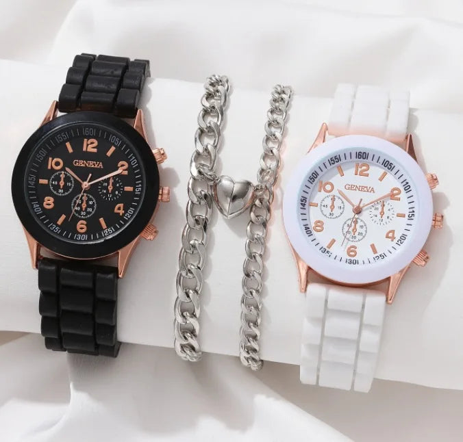 Montre Femme Fashion Silicone Blanc Couple Quartz Élégante Robe Cadeau Tendance Intemporelle | Montre Femme Fashion Silicone Couple Premium