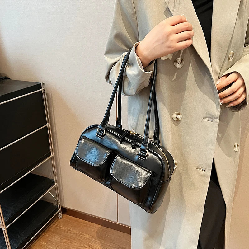 Mini Sac Épaule Double Poche Femme – Sac Aisselle Tendance 2025 Designer Luxe Purse