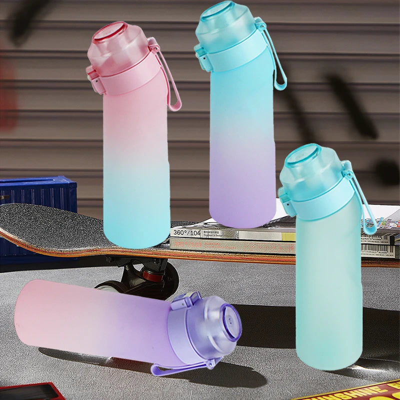 Gourde Aromatisée LUSQI Air + 7 Anneaux Saveurs Inclus – Tritan Sans BPA | Paille Sport & Fitness | Hydratation Savoureuse Outdoor