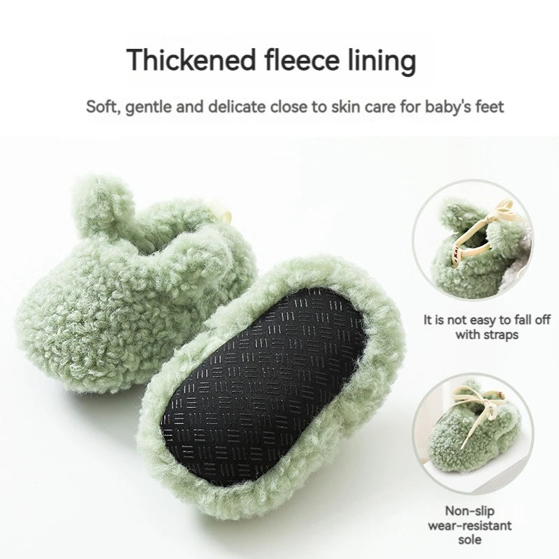 Chaussons Bébé Hiver Unisexe – Bottines Douces Cachemire Agneau Antidérapantes Chauds Nouveau-Né Toddler