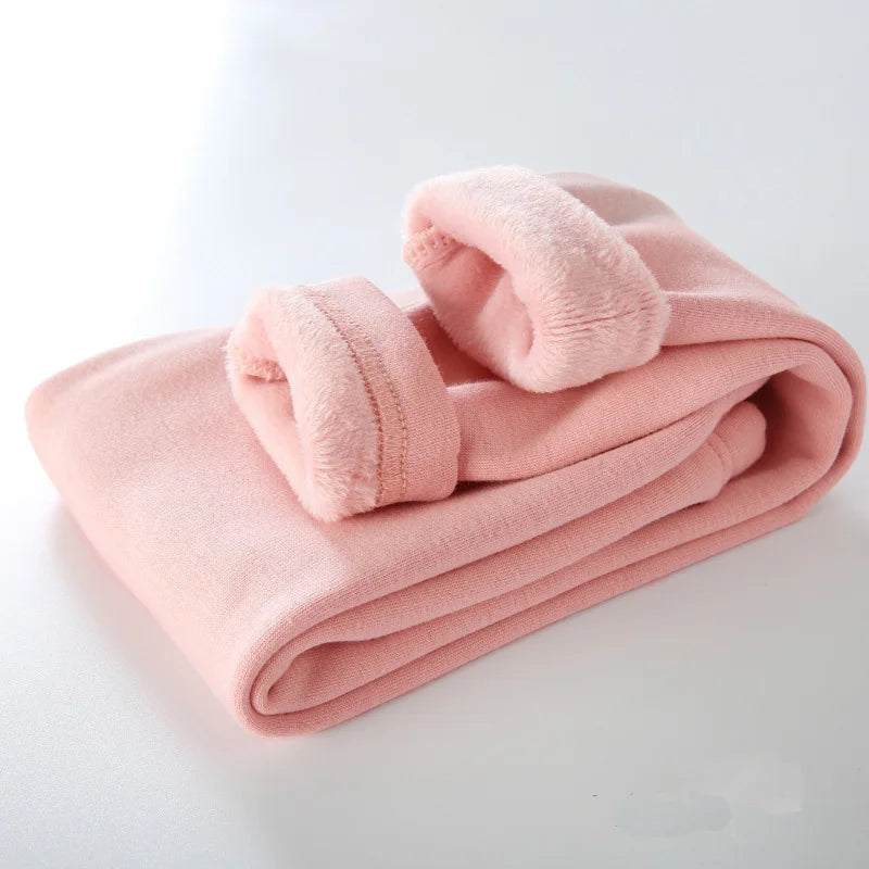 Legging Velours Pois Fille Bébé – Pantalon Chaud Stretch Coton Taille Élastique Automne Hiver Enfant