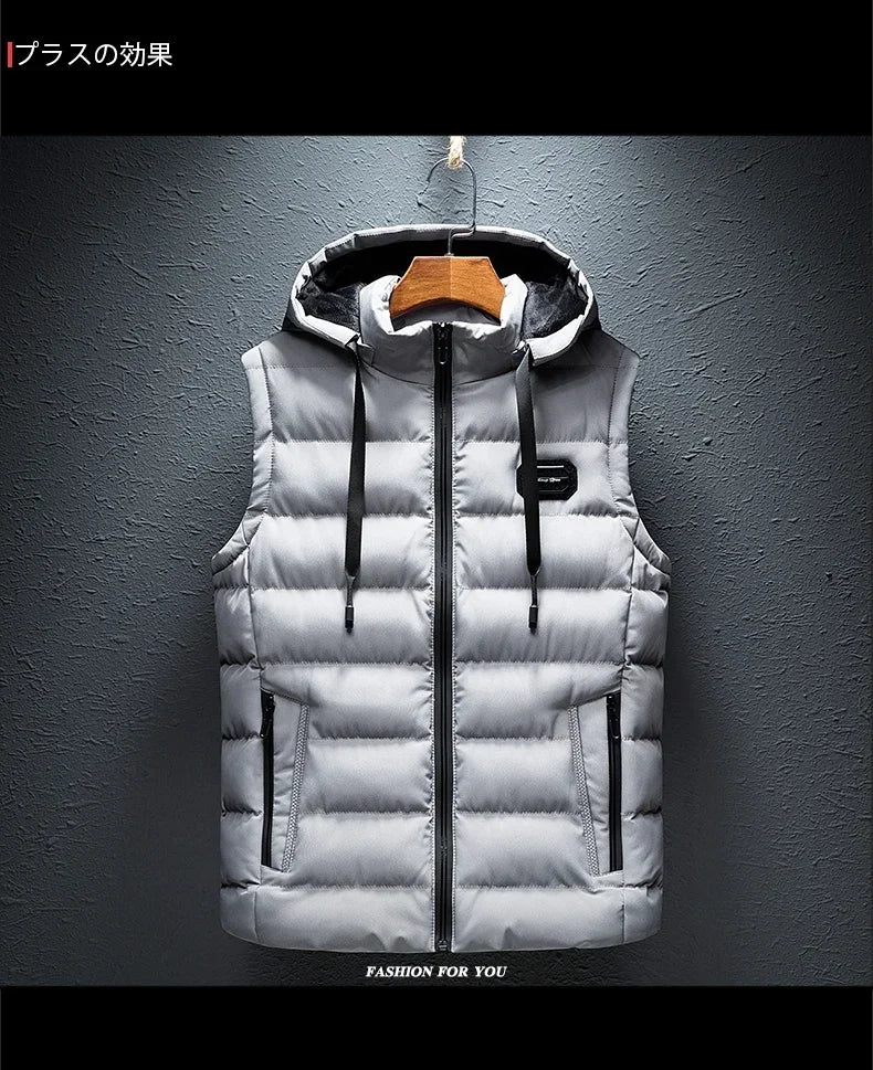 Gilet Homme Matelassé Coton À Capuche Zip – Sans Manches Casual Chaud Grande Taille Jusqu'au 6XL | Mode Homme Premium