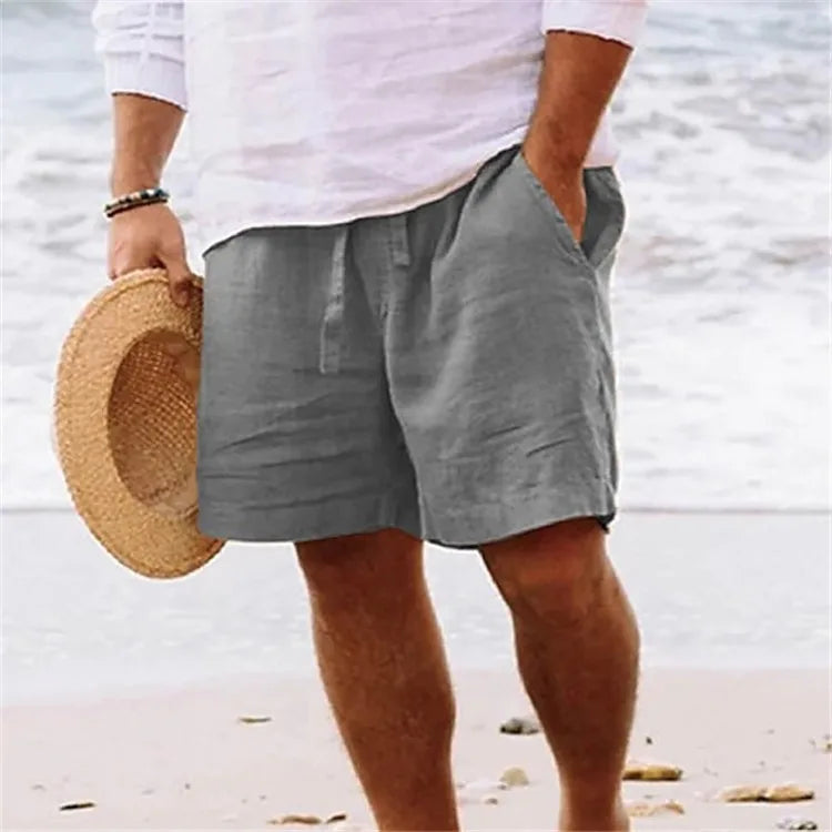 2025 Leinenstoff Sommer Sport Shorts Herren Strandshorts Tasche Bodybuilding Sweathose Fitness Jogger Laufhosen Gym Herren Shorts
