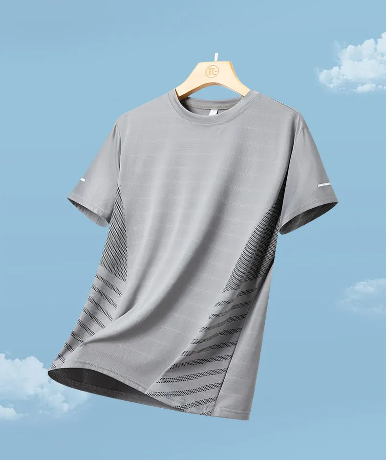 T-Shirt Running Homme Été Soie de Glace Ultra-Léger Imprimé Réfléchissant Séchage Rapide Manches Courtes Respirant Fitness Sport Grande Taille 5XL – Tee Sport Performance | Mode Homme Sport