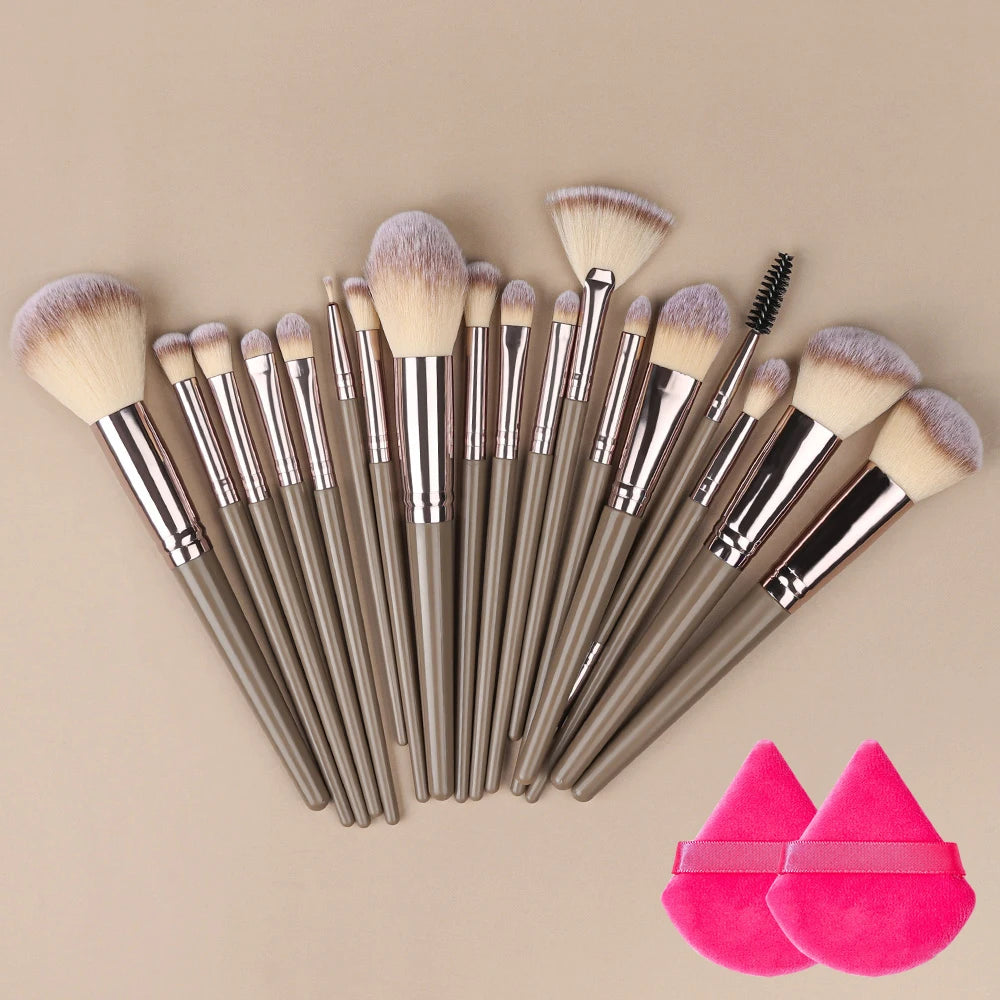 Set Pinceaux Maquillage Fluffy 3 à 20 Pcs – Poudre Libre, Fards & Blush | Brosse Fond de Teint Femme