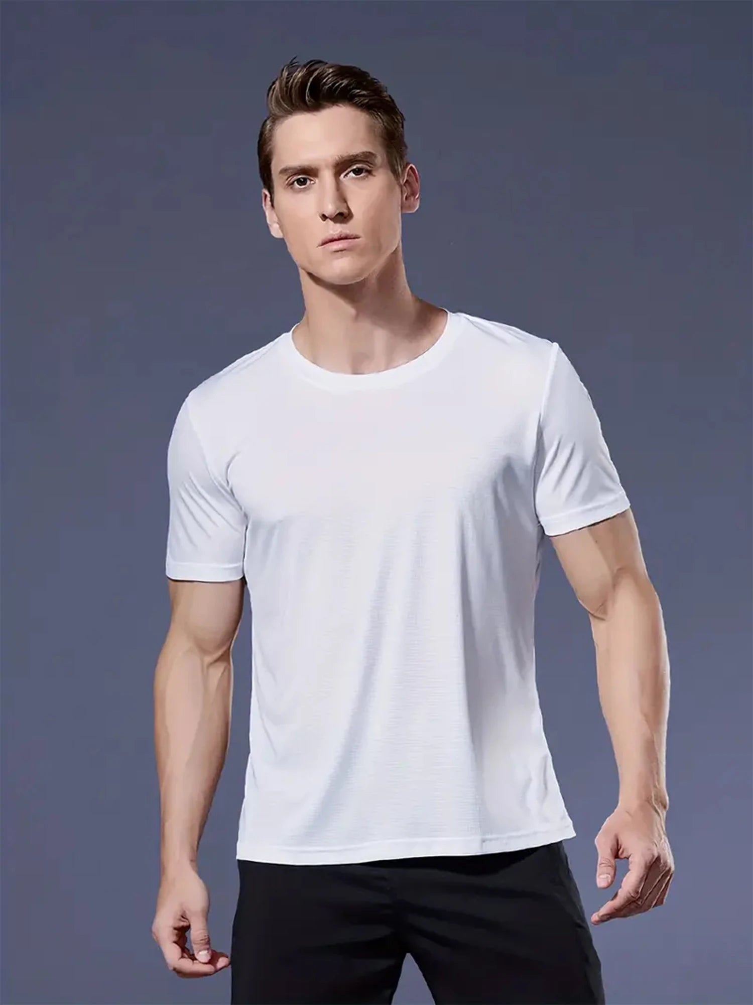 T-Shirt Sport Homme Ultra-Léger Séchage Rapide – Noir, Blanc & Gris | Carreaux Légers | Fitness, Gym & Running | Respirant