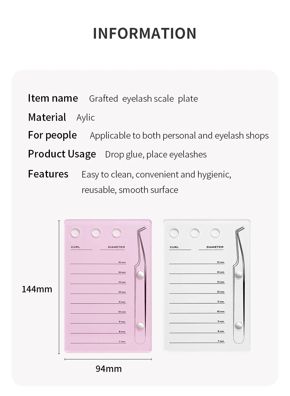 Palette Porte-Cils GLAMLASH – Support Colle Extension Cils Acrylique | Plateau Faux Cils Professionnel