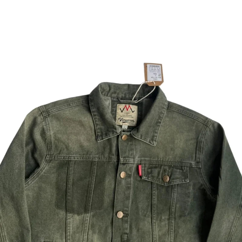 Vintage Jeansjacke Baumwolle 100% Herren Loose – Denim Americana Frühling Herbst