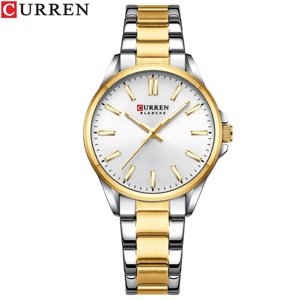 Montre Femme CURREN Fashion Casual Quartz – Acier Inoxydable Cadran Rond Simple Élégante
