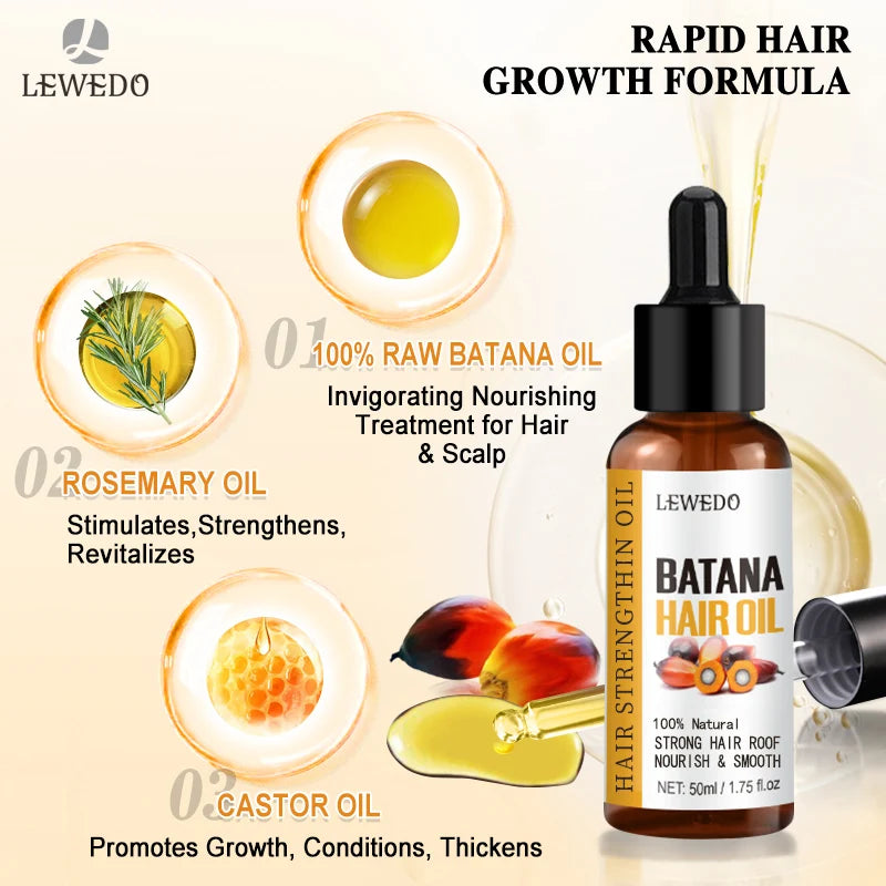 Huile de Batana Pure Lewedo Naturals – Repousse Rapide, Anti-Chute & Brillance | Soin Capillaire Naturel | Homme & Femme