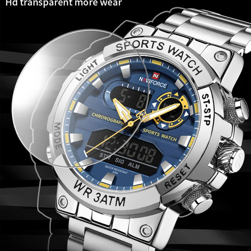 Montre Homme Militaire NAVIFORCE Double Affichage Quartz – Sport Étanche Grand Cadran