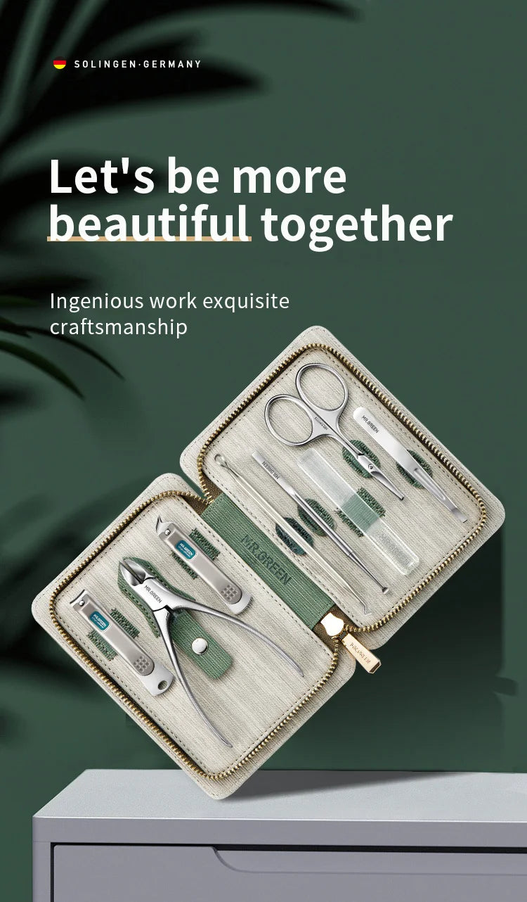 MR.GREEN Kit Manucure Coupe-Ongles Acier Inoxydable Professionnel – Outils Pédicure avec Étui de Voyage